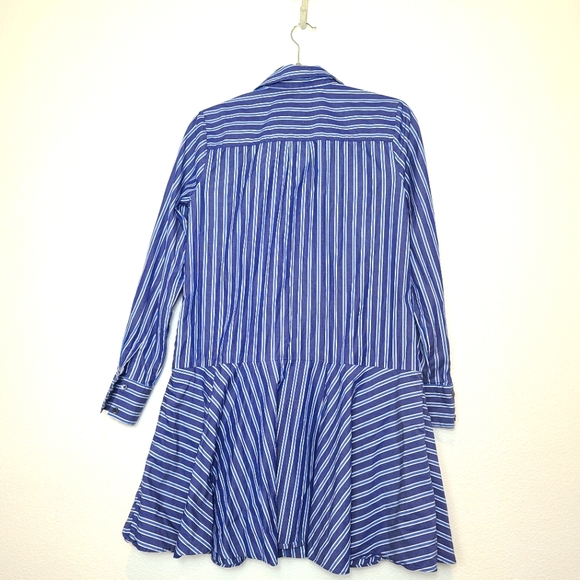 Derek Lam 10 Crosby Striped Blue Fit and Flare Long Sleeve Mini Dress Size 4 - Picture 8 of 8